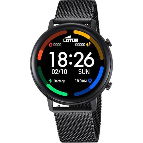 LOTUS Montre Connectée Homme Smartwatch Acier 316L Noir – Étanche IP65 50043/1 – Musique, Pas et Calories, Sport, Fréquence Cardiaque et Pression