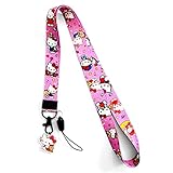 FBTLDS Hallo Kitty Lanyard for Keys and Women, Lanyards for ID Holder, Cute Kawaii Anime Pink Lanyard