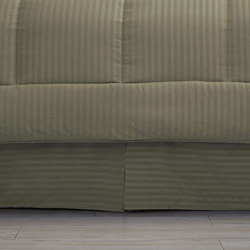 Image of Sweet Home Collection 8 Piece Bed In A Bag with Dobby Stripe Comforter, Sheet Set, Bed Skirt, and Sham Set - King - Sage