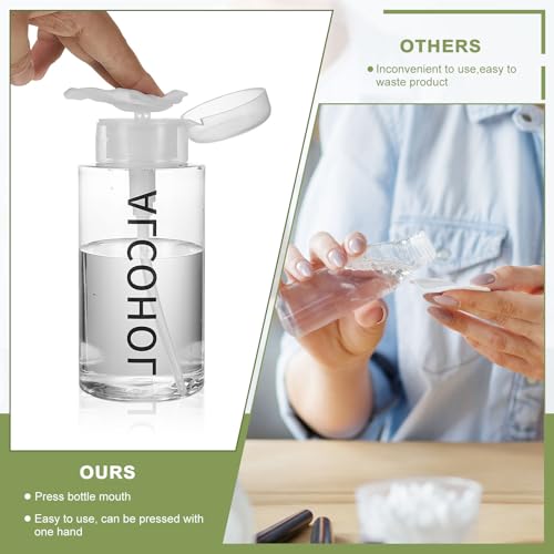 Image of Layhit 2 Pcs 10 Oz / 300 ml Alcohol Pump Dispenser Bottles, Push Down | Clear Bottle with Flip Top Cap, Empty Press Pumping Bottle, Refillable Cosmetic Container for Personal, Salon, Nail Care