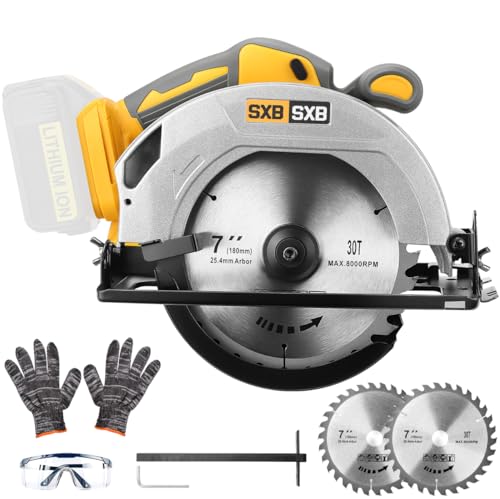 Circular Saw for DeW 20V Max Battery, 7-Inch Brushless Cordless Circular Saw, 8000 RPM, 0-45° Bevel, Power Tool for Wood PVC Cutting (Battery Not Included)