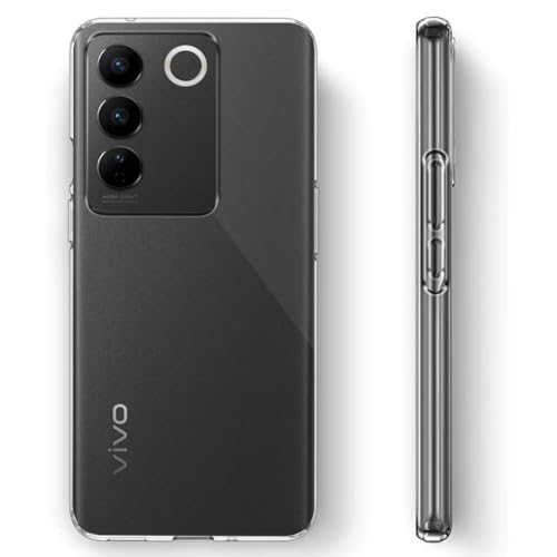 Image of Fashionury Crystal Clear Case for Vivo V27 Pro 5G | Yellowing Resistance | Transparent TPU Silicone | Raised Camera Lips | Slim Transparent Cover