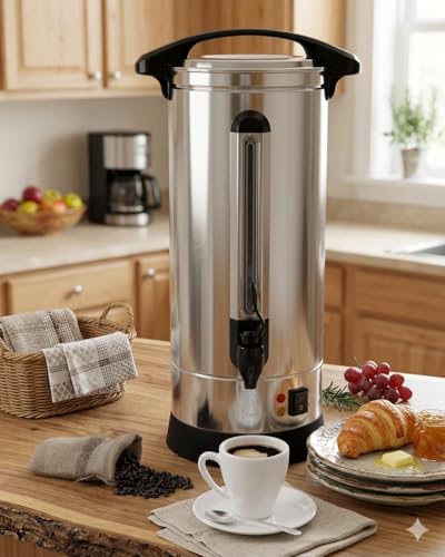 Image of Garvee 110 Cup Commercial Coffee Maker 16 L, Large Capacity Coffee Urns with Double-wall 304 Stainless Steel, Quick Brewing Coffee Dispenser for Meeting Rooms and Other Large Gatherings