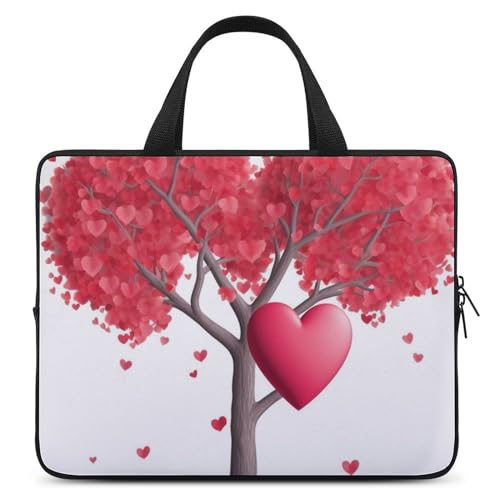 Sac pc portable 13 pouces au motif romantique de cœurs et feuilles