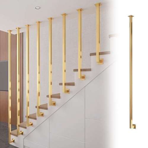 Balaustres verticales para escaleras de 28, 30, 32, 36, 44, 72 pulgadas de largo, kits de barandilla de escalera interior para escalones de madera, husillos huecos personalizables (52 pulgadas (52