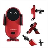 Wireless Car Charger, Auto Clamping Fast Charging with Light,Car Phone Holder Mount Compatible with iPhone 14/13/12/SE/11/XSMax/XS/XR/X/8,Samsung S22/ 21/20/10/9/Note 20/10/9 Red