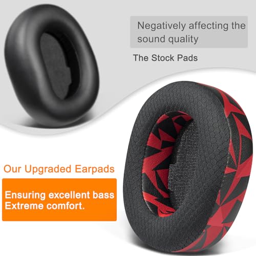Image of SOULWIT Mesh Fabric Replacement Earpads for Steelseries Arctis Nova Pro Wireless /Arctis Nova Elite Headphones, Ear Pads Cushions with High-Density Noise Isolation Foam, Added Thickness - Red Storm