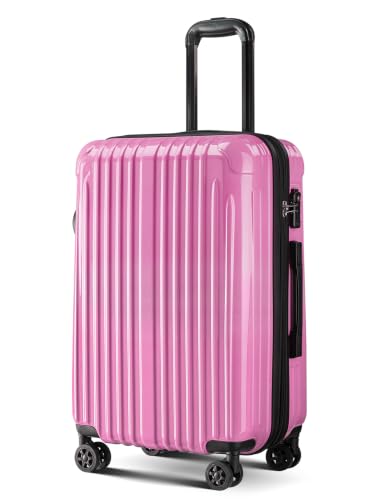 Image of Checked Luggage Hardside Suitcase with Spinner Wheels, 24in