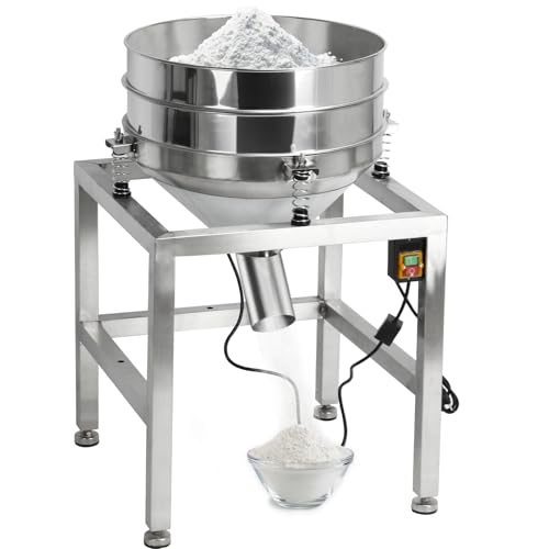 Automatic Powder Sifter Machine, 110V Electric Powered Flour Sifter for Baking Powder Grain Particles Food Industrial Processing with 19.6" 40Mesh&100Mesh Sieve Screen