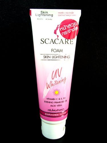 Scacare Facial Foam Skin Lightening Uv Whitening Aloe Vitamin B3, C & E 100 G. Wholesale Price Made of Thailand