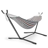 Angchiluo Hammock with Stand for Outside, 600lbs Portable Hammock with Carrying Bag for 2-Person Outside Patio, Heavy Duty, Easy Assembly