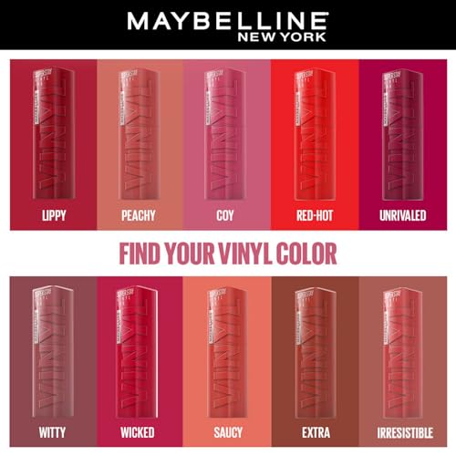 Maybelline Liquid Lipstick, High Shine Gloss, Lasts for 16 HRs, Enriched With Vitamin E & Aloe, SuperStay Vinyl Ink, Witty, High-Glossy - Image 7