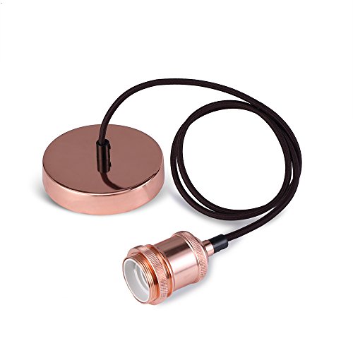 Accesorio de Lluminación Colgante Vintage Moderno Estilo Retro Industrial E27 Titular de la Lámpara de Techo de Raso Rose-Rose Copper Cover