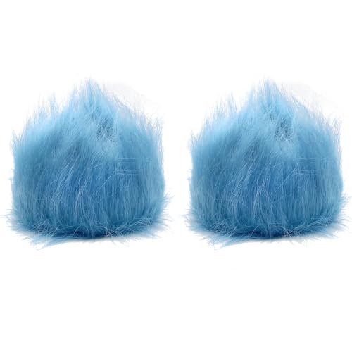 PATCHUPS 2 Pack Blue Fluffy Costume Wig Funky Crazy Hair Hat Thing 1 Thing 2 Costume Wig for Reading Week Halloween Theme Parties (Large)