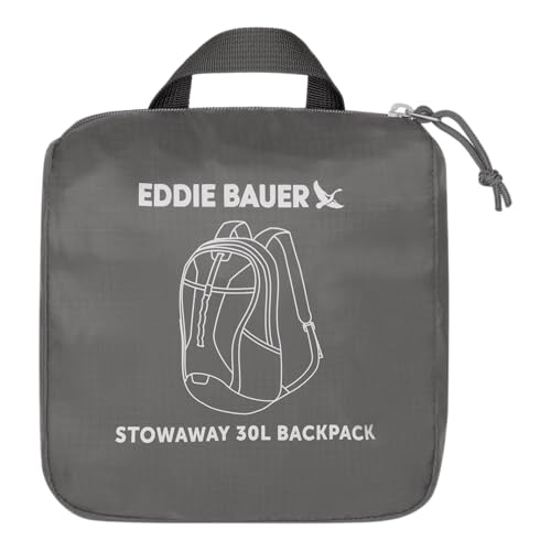 Image of Eddie Bauer Stowaway Packable Backpack | Travel | Outdoor | Lightweight | Foldable | Durable | Ripstop Polyester | 30L - Dark Smoke
