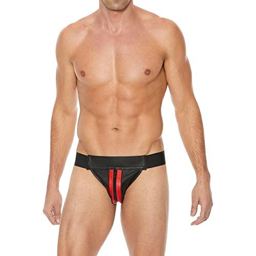 Jockstrap en cuir Shots Ouch! Uomo L/XL | Striped Leather Jock noir et rouge