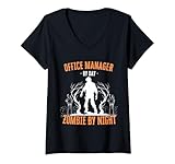 Photo Gallery donna office manager di day zombie di notte divertente halloween creepy maglietta con collo a v Photo Gallery donna office manager di day zombie di notte divertente halloween creepy maglietta con collo a v