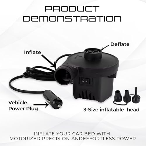 Image of amazon basics Inflatable Car Bed for Back Seat | Portable Travel Mattress with Air Pump and Pillows | Suitable for Kids Road Trips Camping and Outdoor Use | Grey