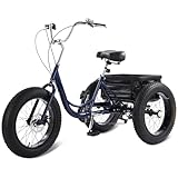 Thalorus 20-Inch Fat Tire Adult Tricycle, All-Terrain 3-Wheel Bike, 7-Speed Heavy-Duty, 450lb Capacity, Large Cargo Basket, Dual Disc Brakes, Comfort Seat for Seniors(PT-S2)