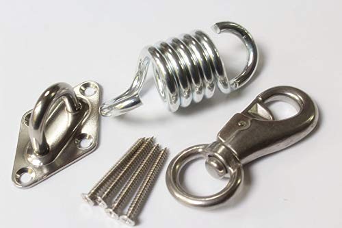 Sealuck MHMYDZ 500 LB Capacity Hammock Chair Spring Swivel Kit Hammock Chair Ultimate Hanging Kit Stainless Steel Suspension Ceiling Hooks Hammock Chair Hanger Swivel Hook and Snap Hooks Hammock Hooks