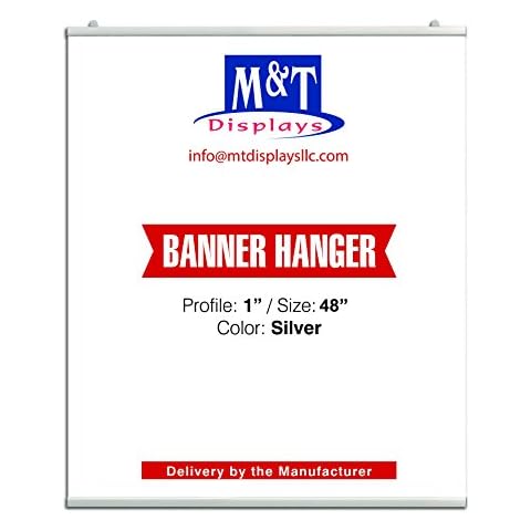 M&T Displays Newage Snap Poster Banner Clamp 48 inch Silver 1" Aluminum Profile Double Sided Reusable Advertising Brochure Paper Sign Holder Portrait Landscape Indoor Cover