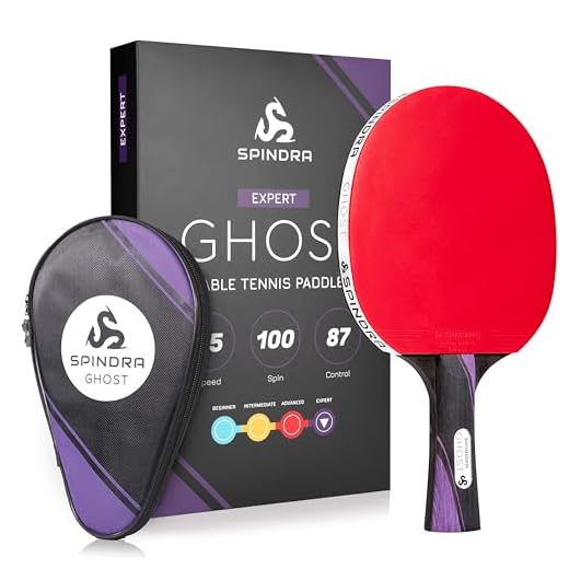 Spindra Ghost Performance Ping Pong Paddle | Professional/Expert Table Tennis Paddle with 2 Carbon Fiber Inserts, 2MM High-Performance Rubber & Included Protective Case to Master Your Game