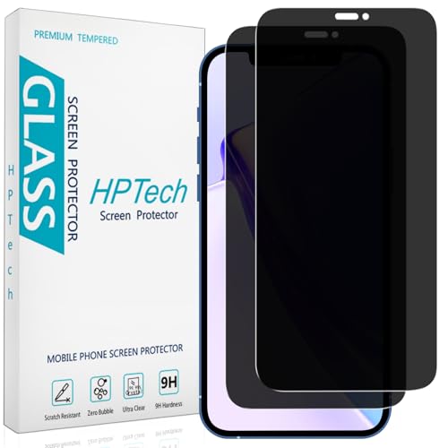 HPTech (2 Pack) Privacy Screen Protector for iPhone 12/12 Pro 6.1 Inch Anti Spy Tempered Glass Anti Scratch Bubble Free