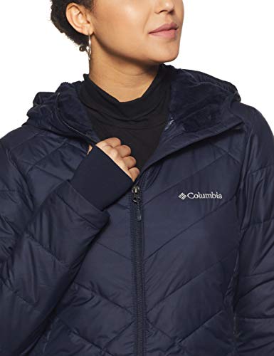 Columbia Casaco com capuz feminino Heavenly longo, escuro noturno, médio