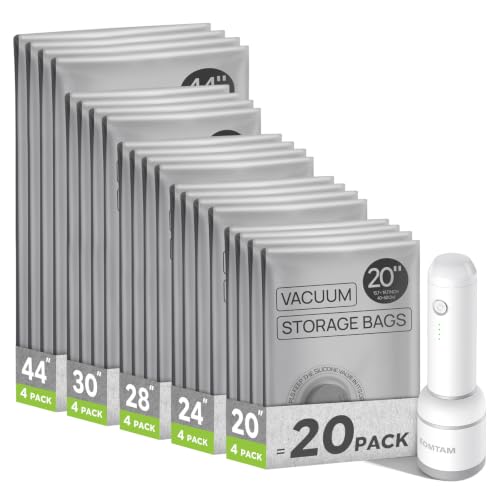 Image of Vacuum Storage Bags with Rechargeable Pump for Travel, 20 Combo Set