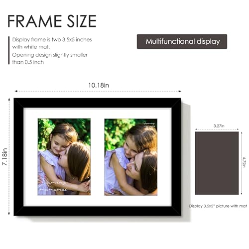 Image of DUENPY 6x9 Picture Frame Double 3.5x5 Collage Picture Frame Displays Two 3.5x5 inch Photos Collage Wall Decor Wall Hanging or Tabletop Black
