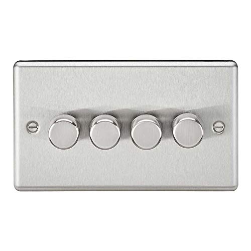 Image of Knightsbridge CL2184BC 2 Way Trailing Edge Dimmer, Rounded Edge Brushed Chrome, 4G, 10-200 W, 5-150 W LED