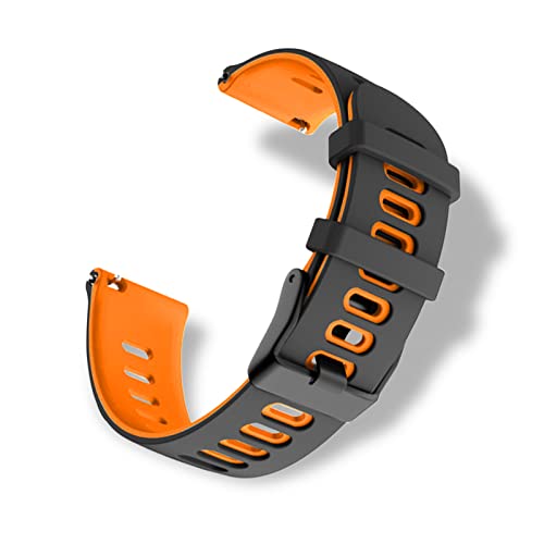 RoYiio Silicona Correa para Asas de Reloj con Ancho de 20mm, Suave y Cómodo, Correa de Silicona para Hombres Mujeres - Negro Naranja