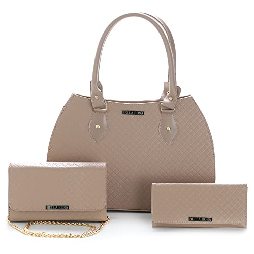 Kit Bolsas Femininas Grande + Bolsa Festa + Carteira Feminina (Nude)