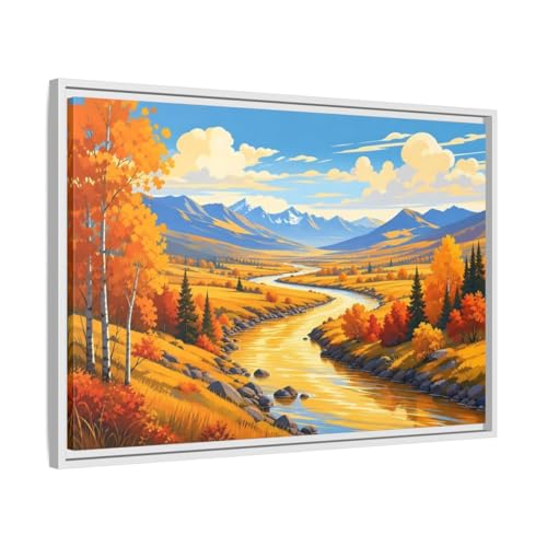 Tableau paysage rivage nature sous un cadre blanc moderne de 3cm