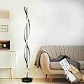 Vlaikez 61" LED Floor Lamp for Living Room, 40W 3 Colors Stepless Dimmable and Color-Changing Bright Floor Standing Lamp,Unique Spiral Floor Tall Lamp for Bedroom Office with Remote (Black)