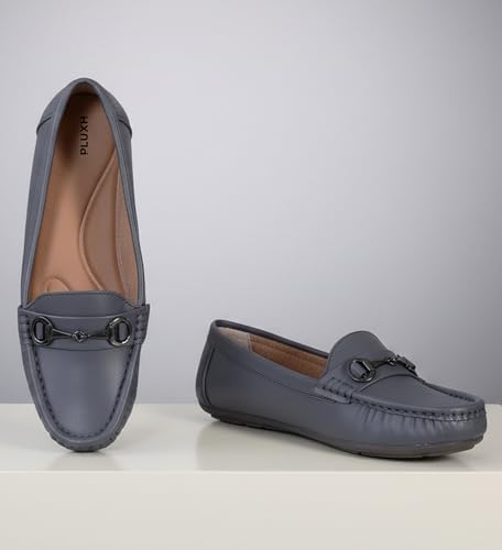 Image of Pluxh Women's Classic Ballet Flats with Metal Detail | Soft Padded Slip-On Shoes | Lightweight Comfort Footwear | Flexible Sole | Office, Casual