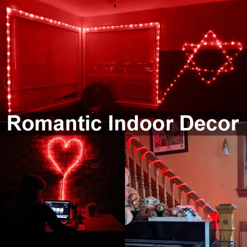 Wakaka Red Rope Lights Battery Operated, 2 Pack Each 33Ft 100 Led Rope Lights Outdoor Waterproof, 8 Modes Indoor Fairy Lights Tube With Remote For Valentine's Day Home Halloween Garden Party Wedding #TOP3