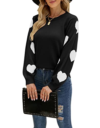Image of Women's Pullover Sweaters Cute Multi-Hearts Knitted Casual Sweater