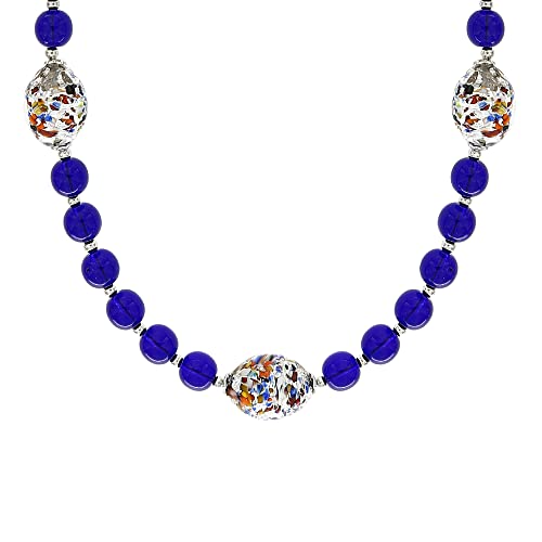 Collier en Murano bleu et argent 925 fabriqué en Italie