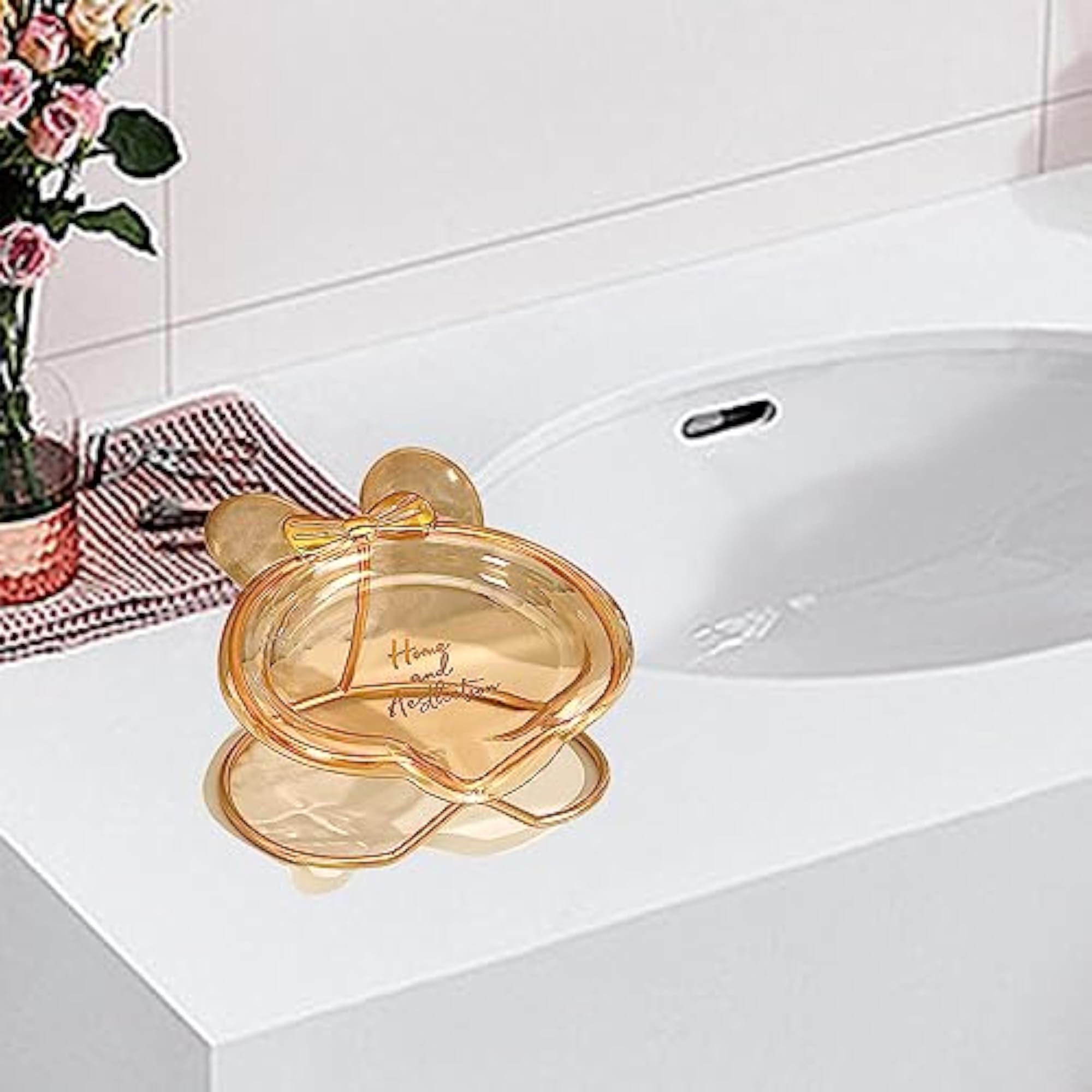 Decorative Soap Holder for Toilet & Bathtub, Single Layer Brown