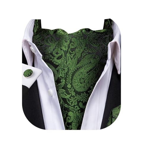 Image of Dubulle Paisley Floral Ascot for Men Self Tie Mens Cravat and Pocket Square Cufflinks Wedding