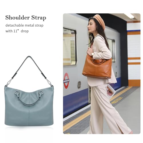 Image of Kattee Women's Soft Genuine Leather Tote Bag, Top Satchel Purses and Handbags