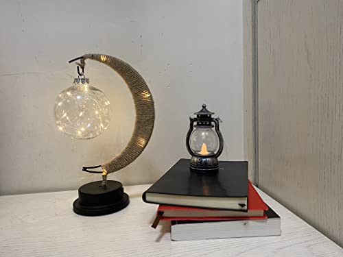 Image of Warm White LED Moon Lamp，Wedding Lights， Battery Box Hemp Rope Iron Rattan Ball lamp,Romantic Holiday Decoration Night lamp for Bedroom,Wedding,Party,Living Room Bulb (Warm White)
