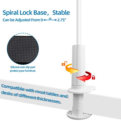 Image of Cell Phone Gooseneck Holder, Universal Gooseneck Phone Stand Clip Lazy Bracket Flexible Clamp 100CM 39.4inches Long Arms Mount (WHITE)