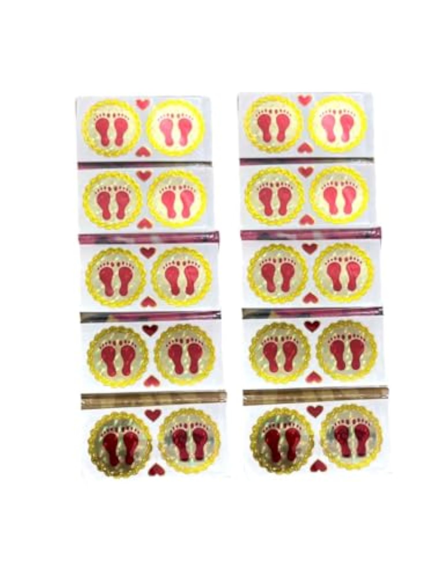 Acrylic Golden Round Laxmi/Durga Charan Stickers