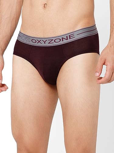 Image of OXYZONE Men's Modal Solid Brief with Sweat-Absorbent & Anti-Odour Fabric, Lightweight, Tag-Free, Breathable Innerwear with Outer Soft Waistband