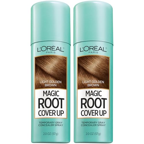 L'Oreal Paris Hair Color Root Cover Up Temporary Gray Concealer Spray Light Golden Brown (Pack of 2) (Packaging May Vary)