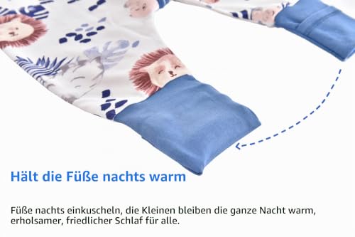 Chilsuessy Baby Sommerschlafsack mit Füßen 0.5 Tog Kleine Kinder Schlafsack mit Beinen Unwattiert 100% Baumwolle Schlafstrampler für Jungen… – Ansicht 4