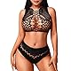 Telooco Netz Desouses für Frauen Sexy Schwarz Unterwäsche Set Netzoberteil Shorts Kleidung Gothic Karneval Festival Outfit Dessous-Sets Bauchfreies Top Netz Sexy Unterwäsche für Frau Damen