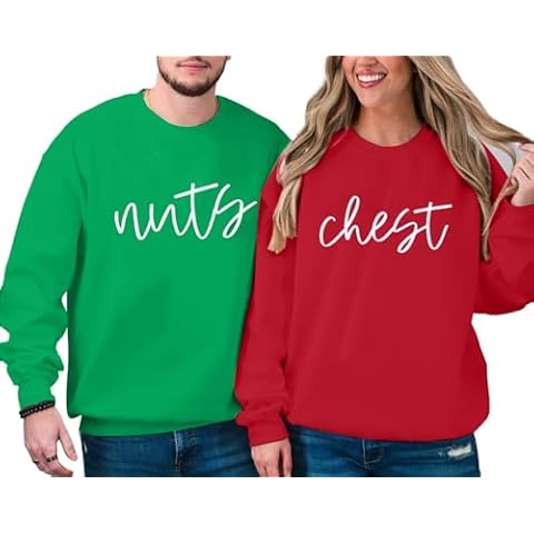 ASTANFY Chest and Nuts Christmas Sweatshirt Couples matching pajamas Chestnuts Graphic Pullover Sweater Holiday Long Sleeve Shirts Cover